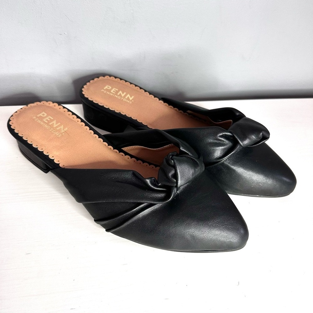 PENN - Women’s Black, Pointed, Flat, Toe Knot, Mules - Size 11 WW, NWOT